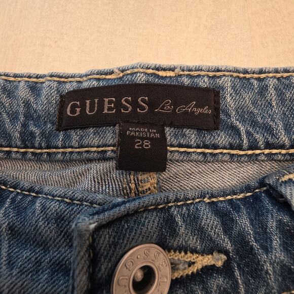 Guess Women's Denim High Rise Distressed Jean Shorts SZ 28 - Picture 4 of 7